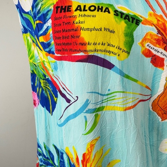 Vintage Jams World Size Small Island Life Tropical Map Hawaiian Short Dress - Picture 7 of 12